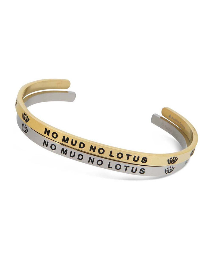 Buddha Groove No Mud No Lotus Cuff Bracelet - Bracelets Gold