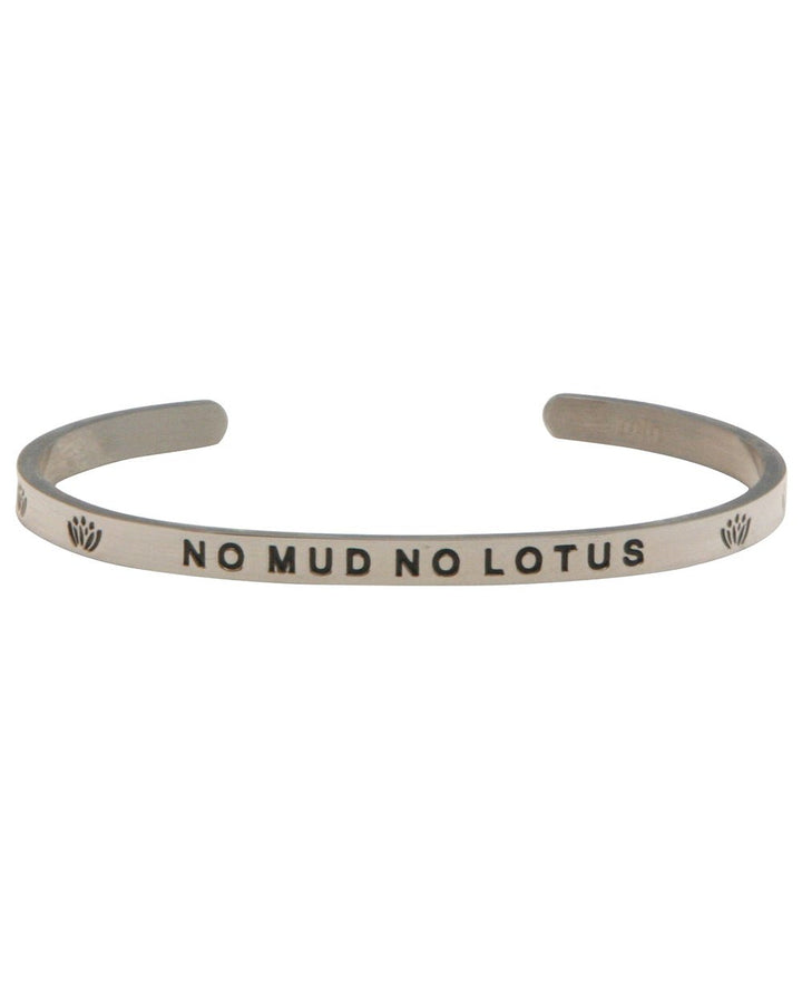 Buddha Groove No Mud No Lotus Cuff Bracelet - Bracelets Silver