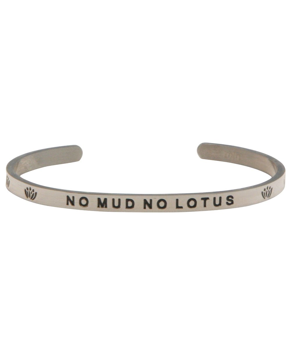 Buddha Groove No Mud No Lotus Cuff Bracelet - Bracelets Silver