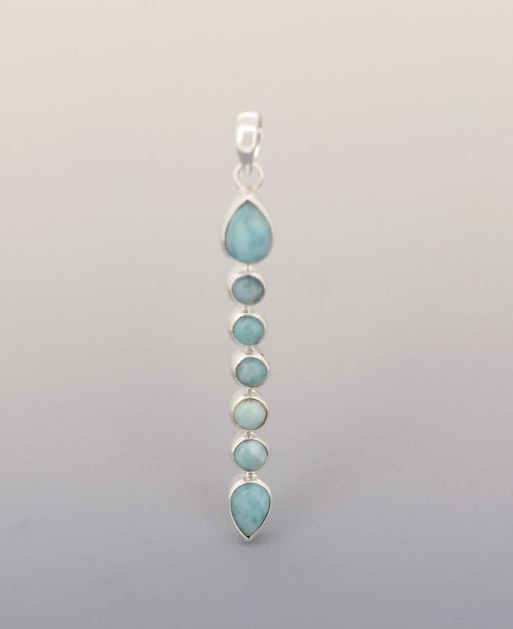 Calming Larimar Seven Stones Pendant - Charms & Pendants