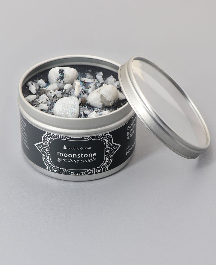 Calming Moonstone Gemstone Aromatherapy Candle - Candles