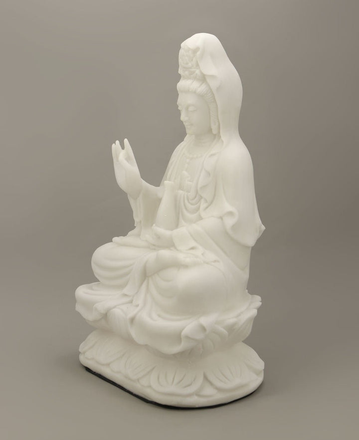 Calming White Kwan Yin Statue For Home and Garden - Sculptures & Statues