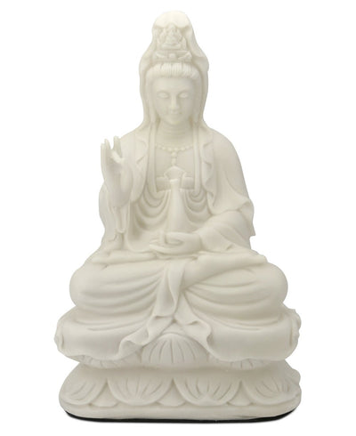 Calming White Kwan Yin Statue For Home and Garden - Sculptures & Statues