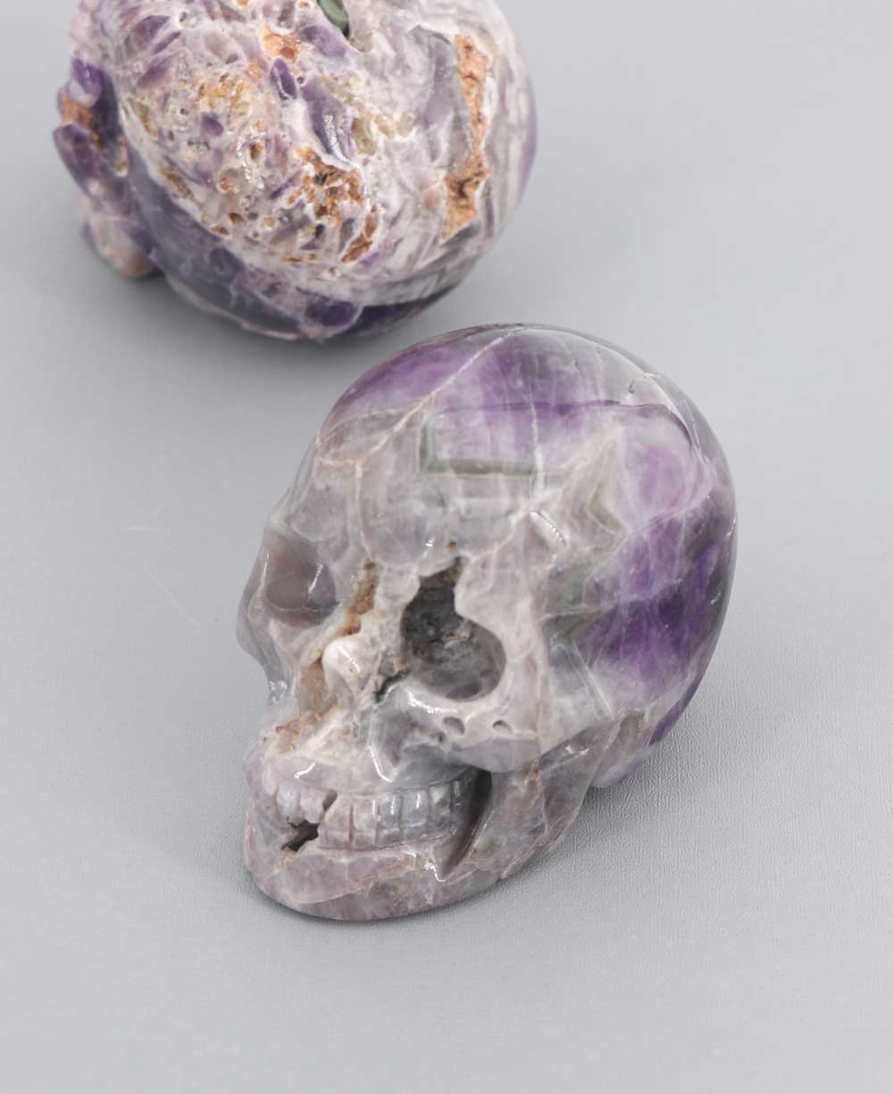 Carved Amethyst Gemstone Skull - Sculptures & Statues