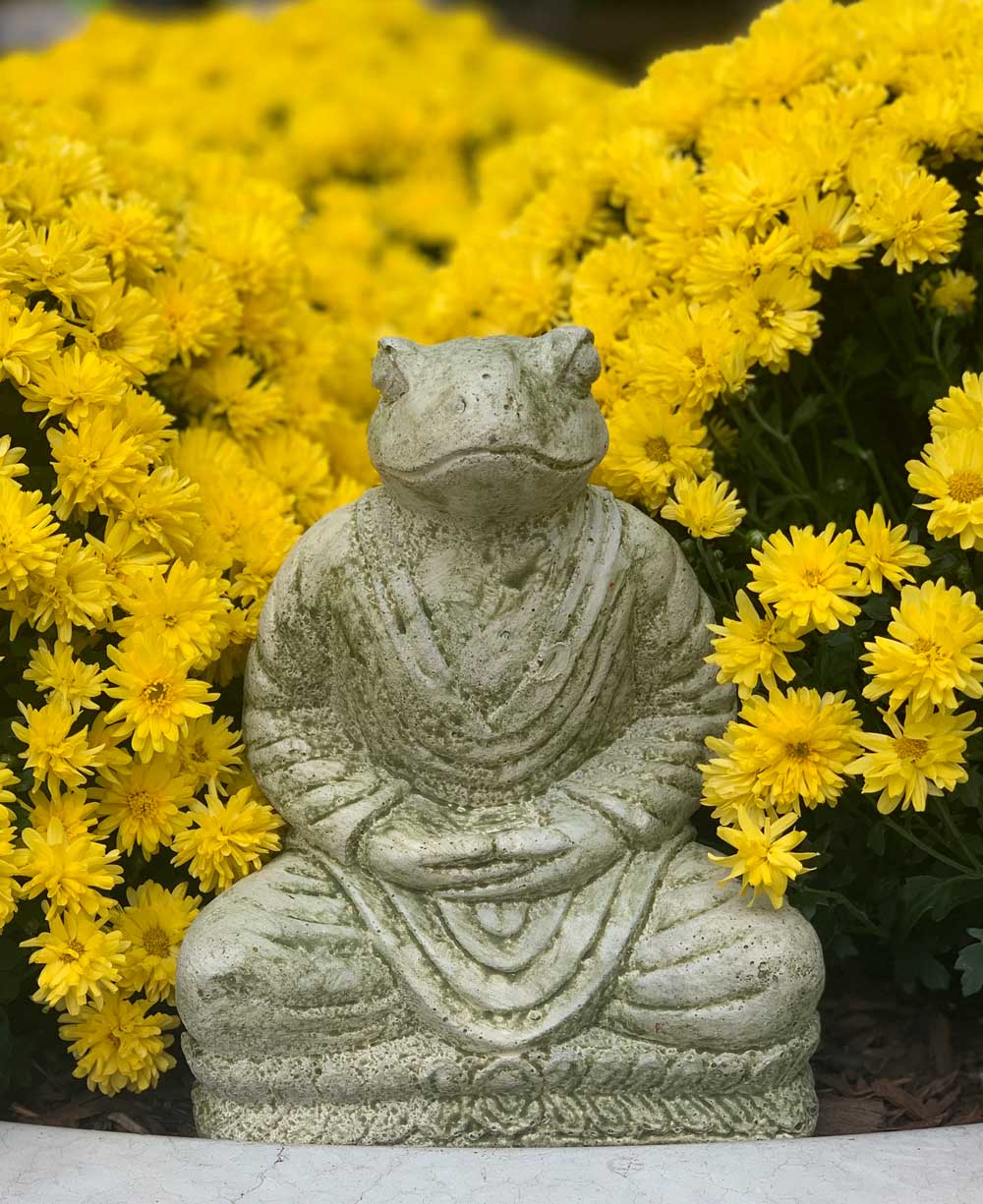 Cast Stone Meditating Zen Frog Statue USA Made - Sculptures & Statues