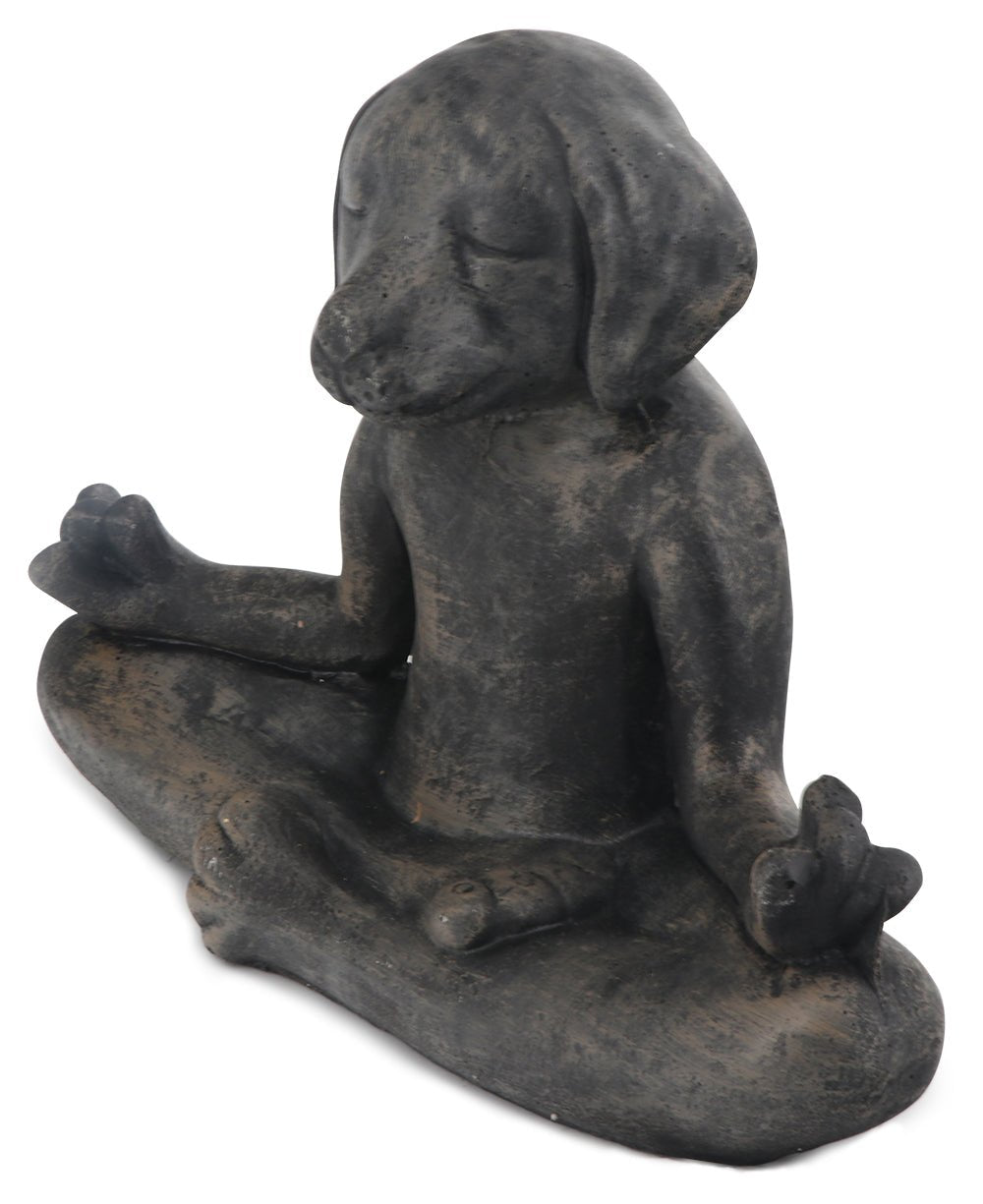 Cast Stone Meditating Zen Yoga Dog Statue USA Made - Sculptures & Statues