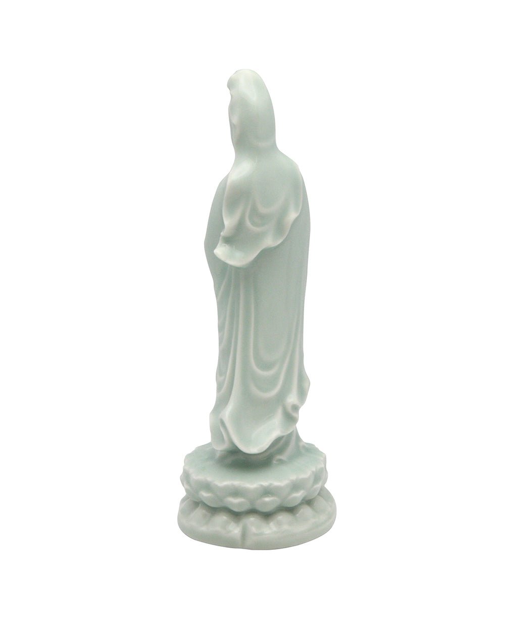 Celadon Ceramic Serene Kuan Yin Statue -