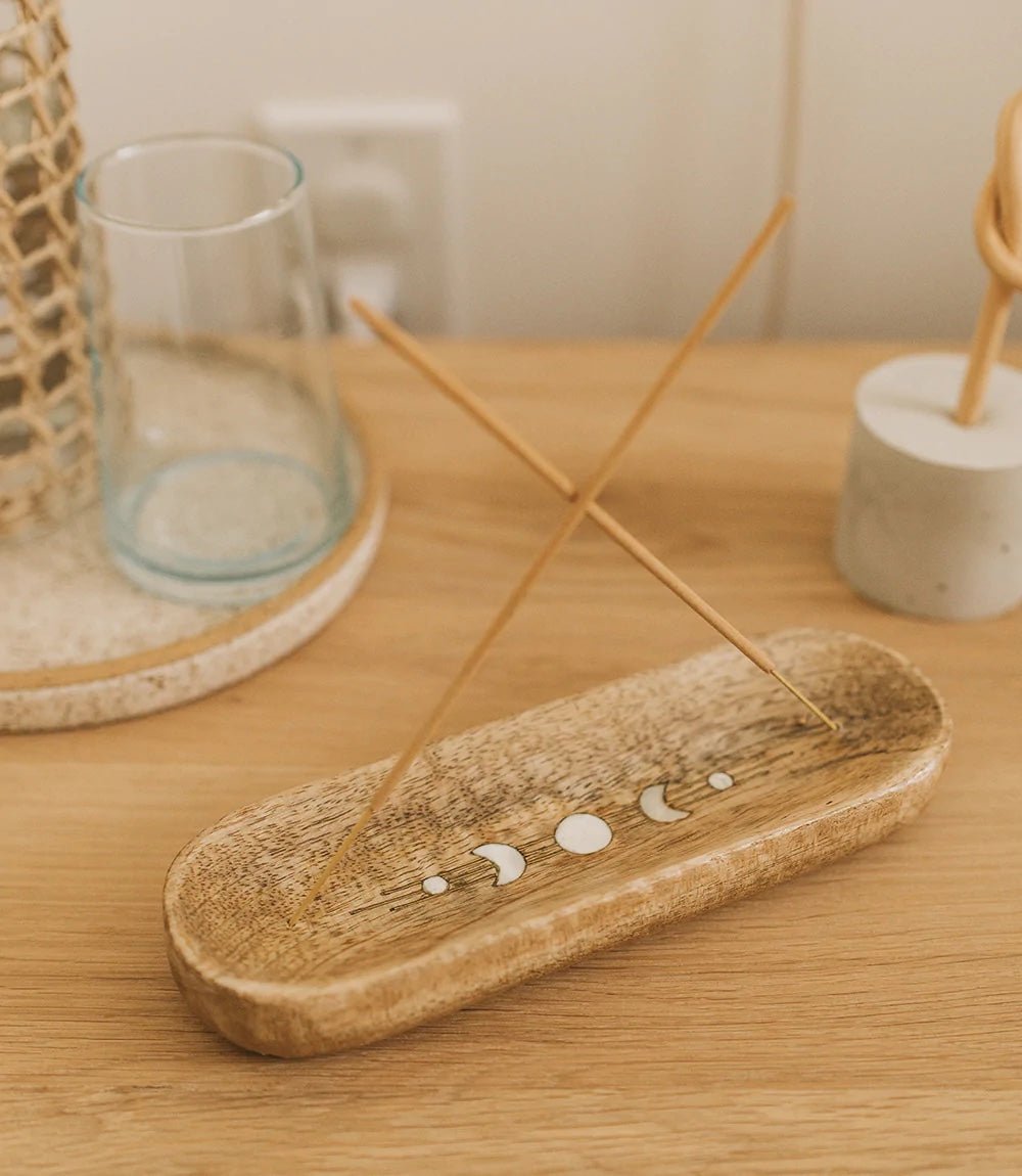 Celestial Moon Phase Double Incense Stick Holder - Incense Holders