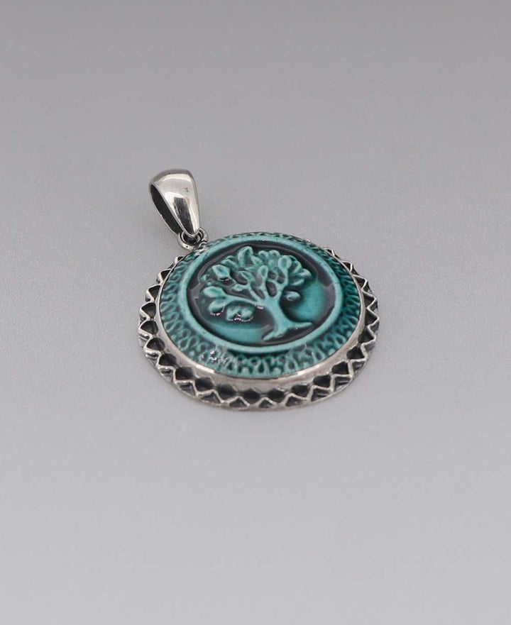 Ceramic Tree of Life in Sterling Frame - Charms & Pendants