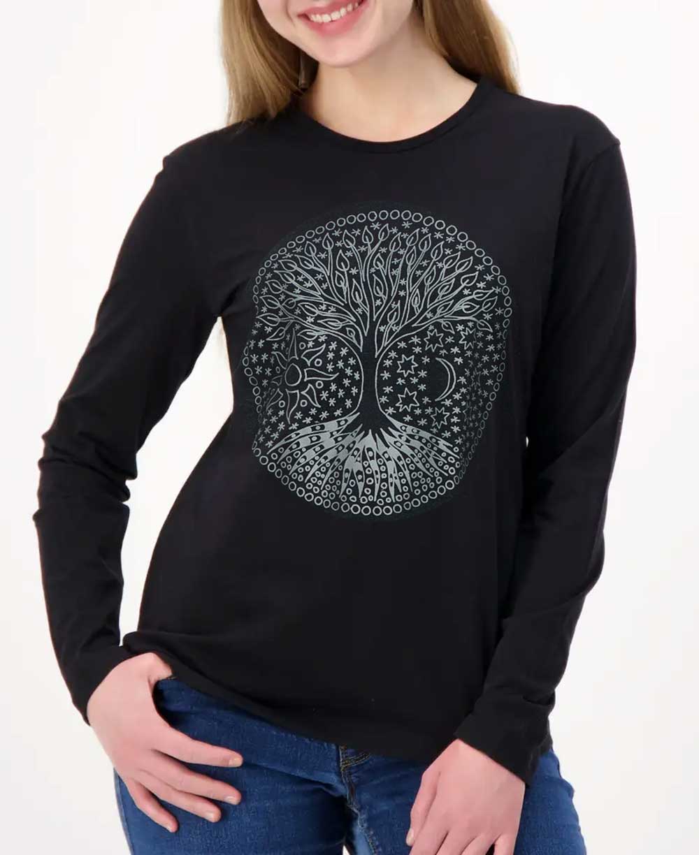 Certified Fairtrade Organic Cotton Tree Of Life Celestial Tee - Shirts & Tops S