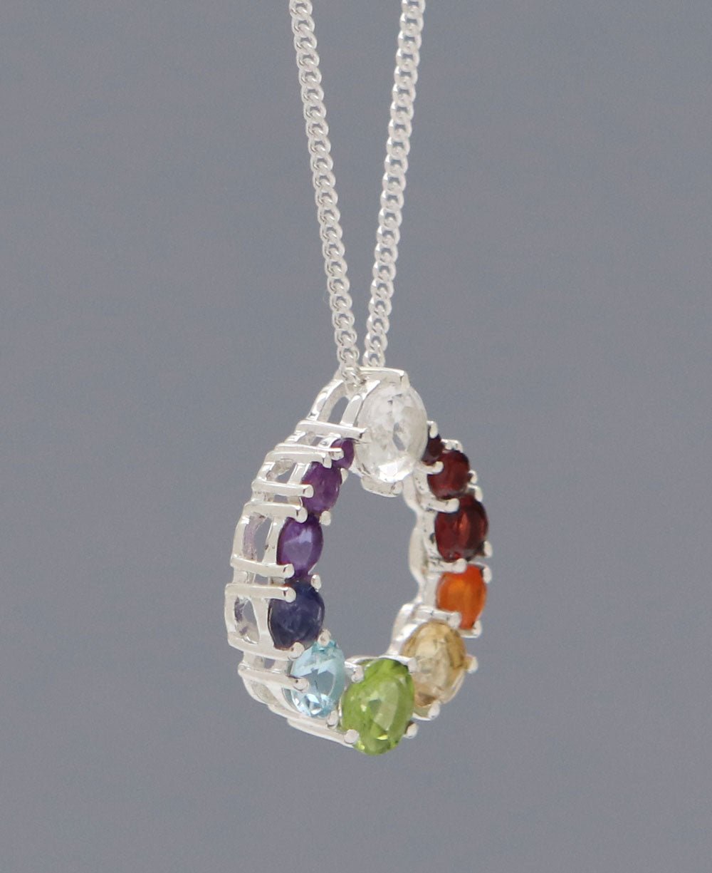 Chakra Circle Pendant Necklace, Sterling Silver - Necklaces
