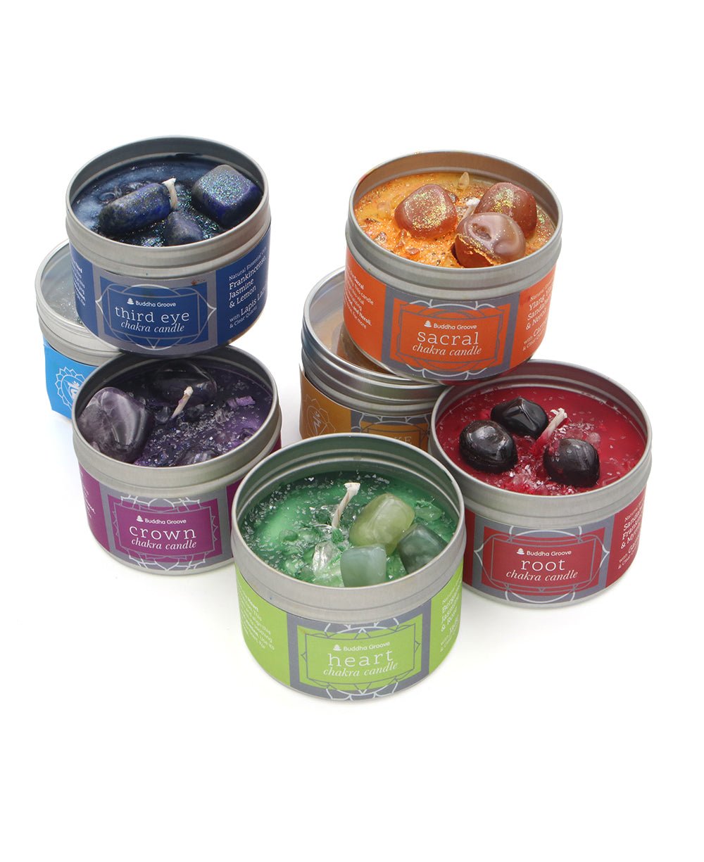 Chakra Gemstone Candles With Essential Oils - Candles Root Chakra