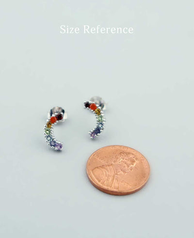 Chakra Gemstone Curved Small Stud Earrings - Earrings