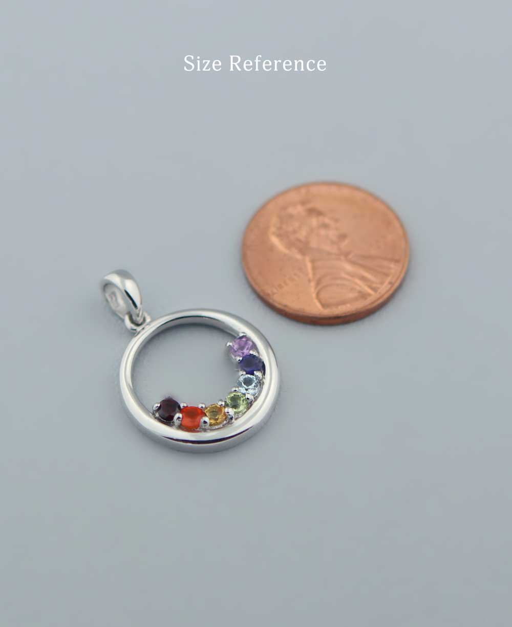 Chakra Gemstone Sterling Silver Small Ring Pendant - Pendant