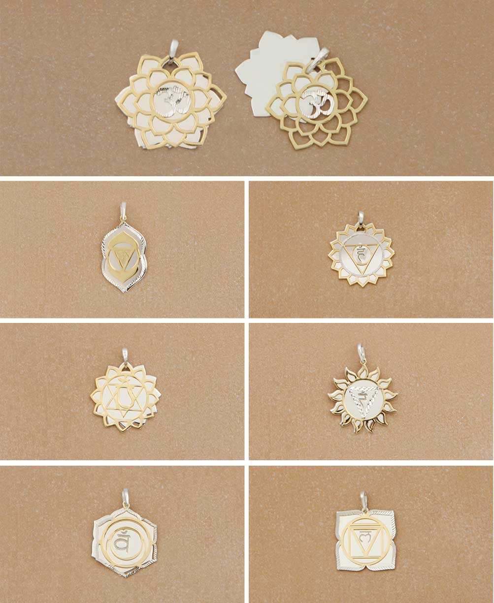 Chakra Jewelry Pendants in Silver and Gold Layered Style - Pendant Crown Chakra