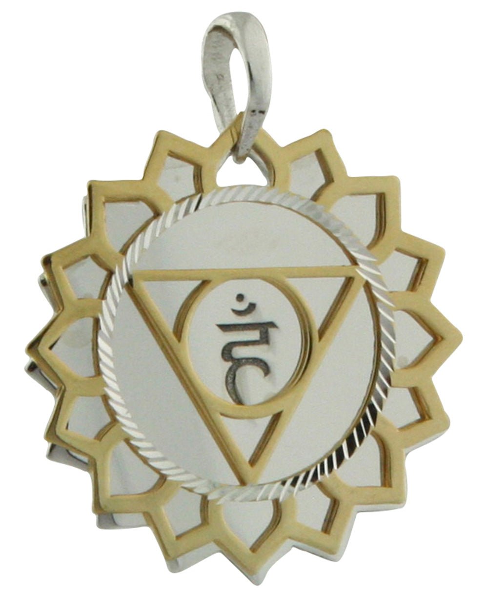 Chakra Jewelry Pendants in Silver and Gold Layered Style - Pendant Throat Chakra