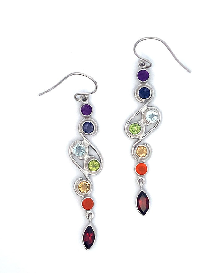Chakra Rainbow Sterling Silver Dangle Earrings - Earrings