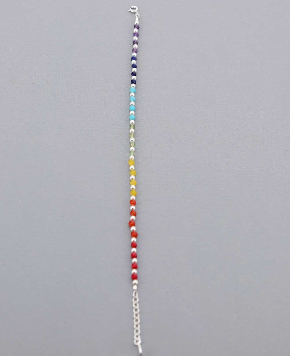 Chakra Stones and Sterling Silver Beaded Bracelet - Bracelets