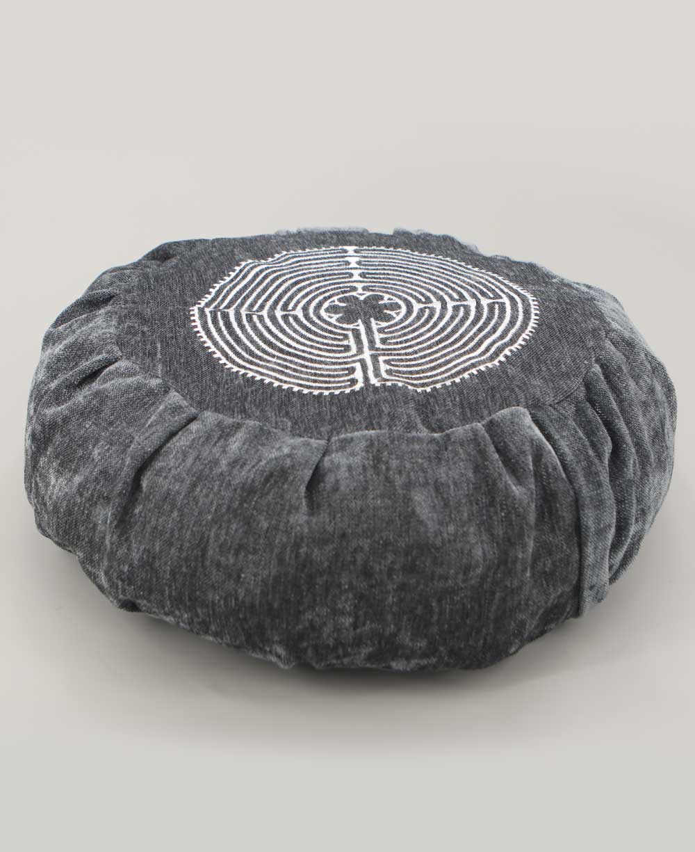 Chartres Labyrinth Design Zafu Meditation Cushion - Massage Cushions