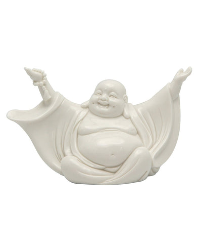 Cheering Happy Buddha Porcelain Statue - Sculptures & Statues