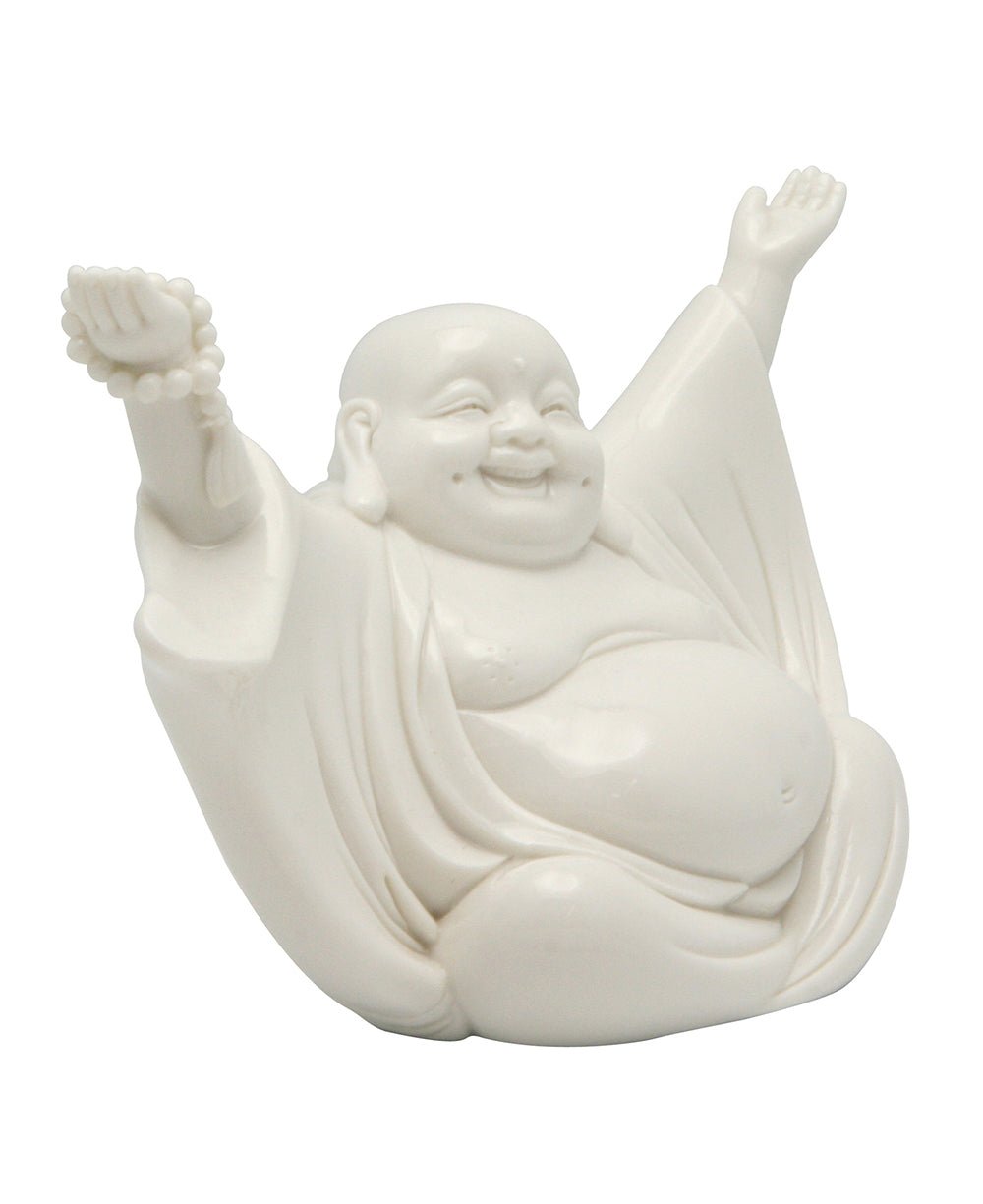Cheering Happy Buddha Porcelain Statue - Sculptures & Statues