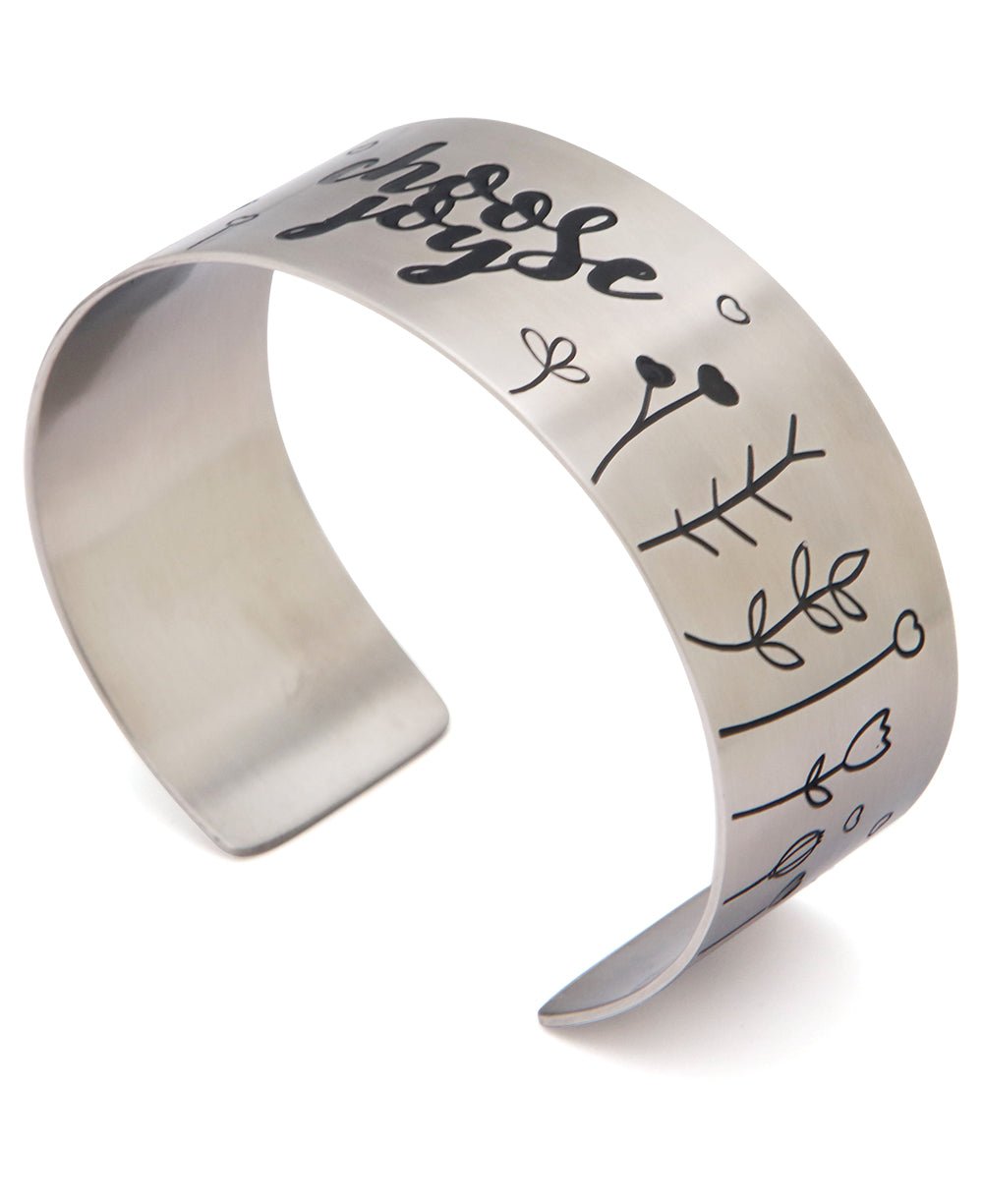 Choose Joy Adjustable Stainless Steel Cuff Bracelet - Bracelets