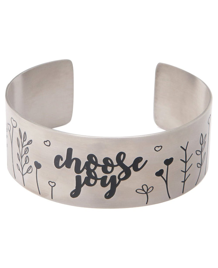 Choose Joy Adjustable Stainless Steel Cuff Bracelet - Bracelets