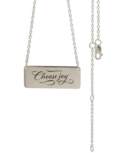 Choose Joy Inspirational Bar Necklace, Sterling Silver - Necklaces