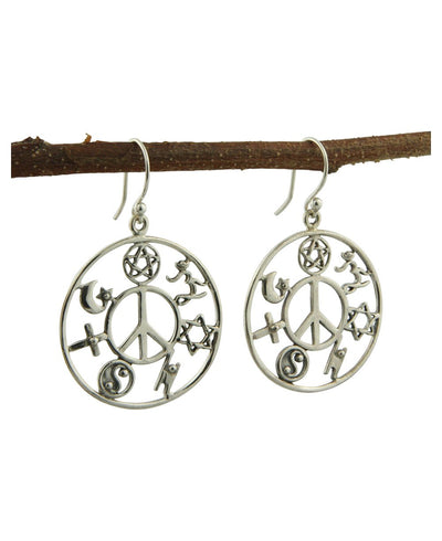 Coexist Dangle Earrings, Sterling Silver -
