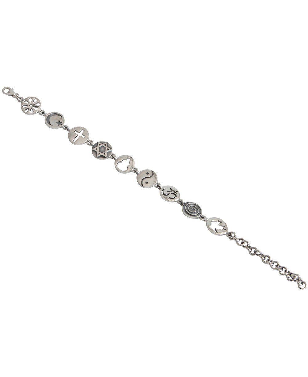 Coexist Sterling Silver Link Bracelet - Bracelets