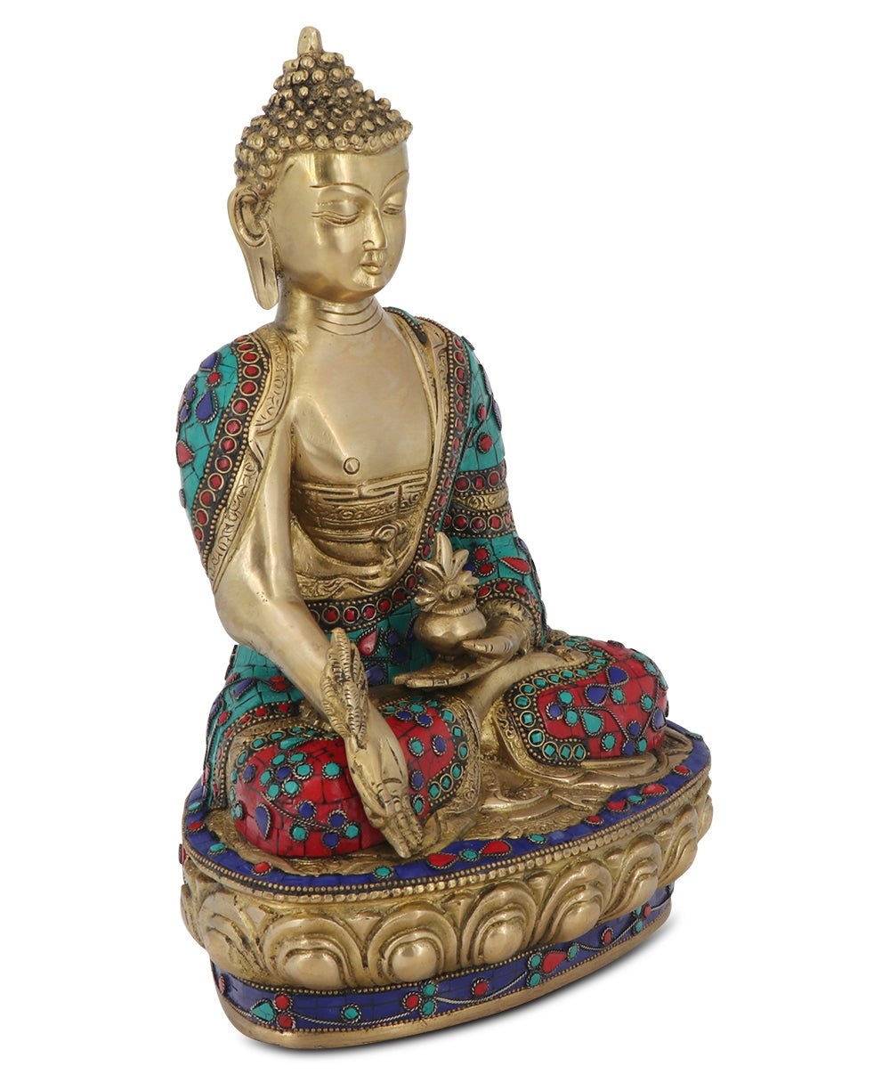 Colorful Brass Healing Medicine Buddha Statue - Sculptures & Statues