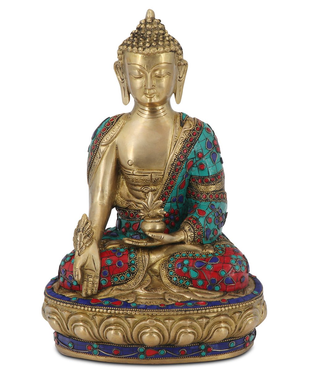 Colorful Brass Healing Medicine Buddha Statue - Sculptures & Statues