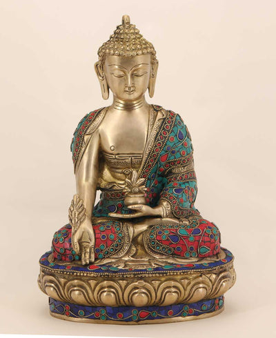 Colorful Brass Healing Medicine Buddha Statue - Sculptures & Statues