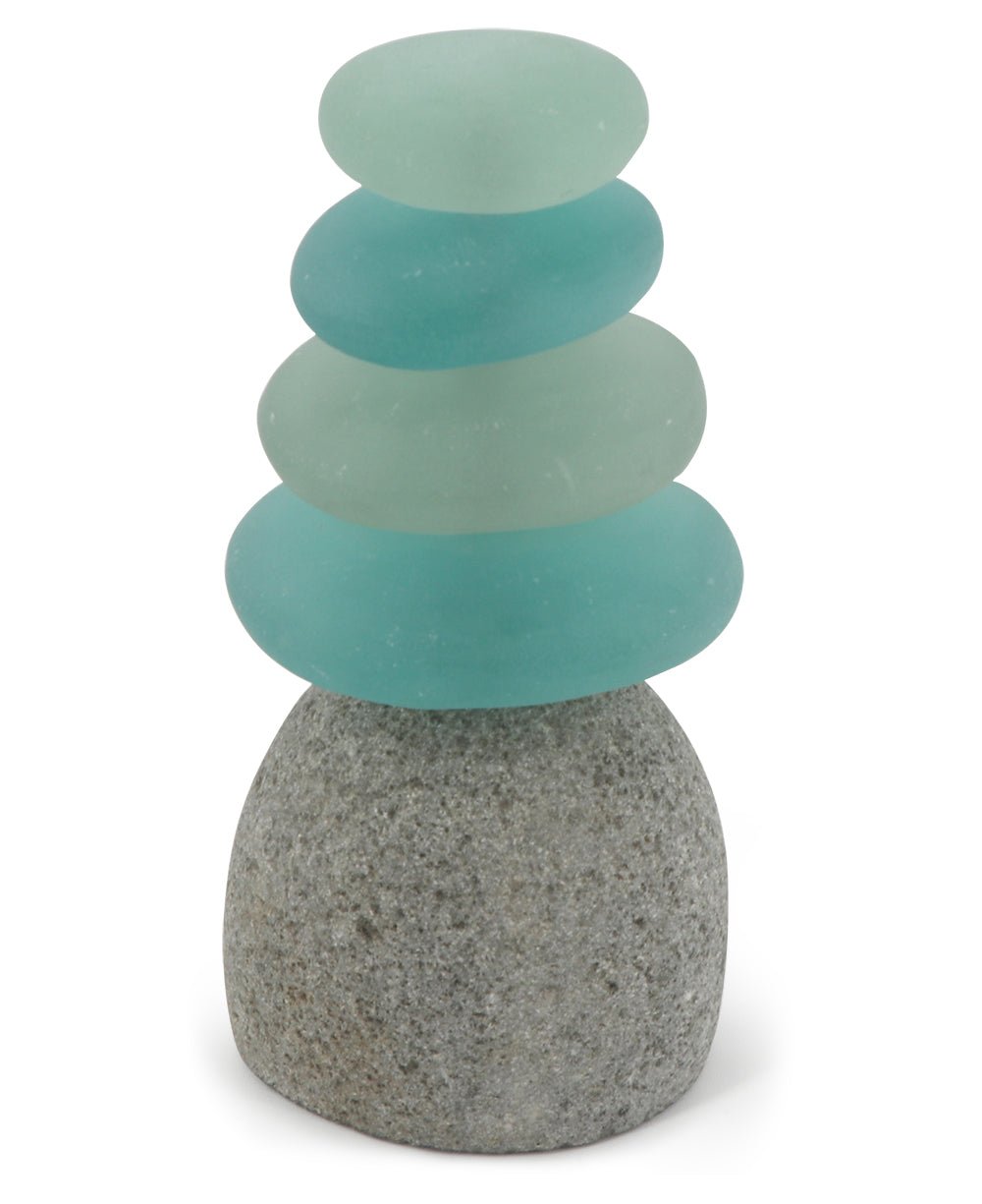 Colorful Glass Garden Zen Cairn Statue - Sculptures & Statues Quintuple Rock