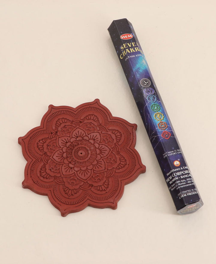 Concrete Boho Incense Burner with Chakra Incense Pack - Incense Holders Mandala