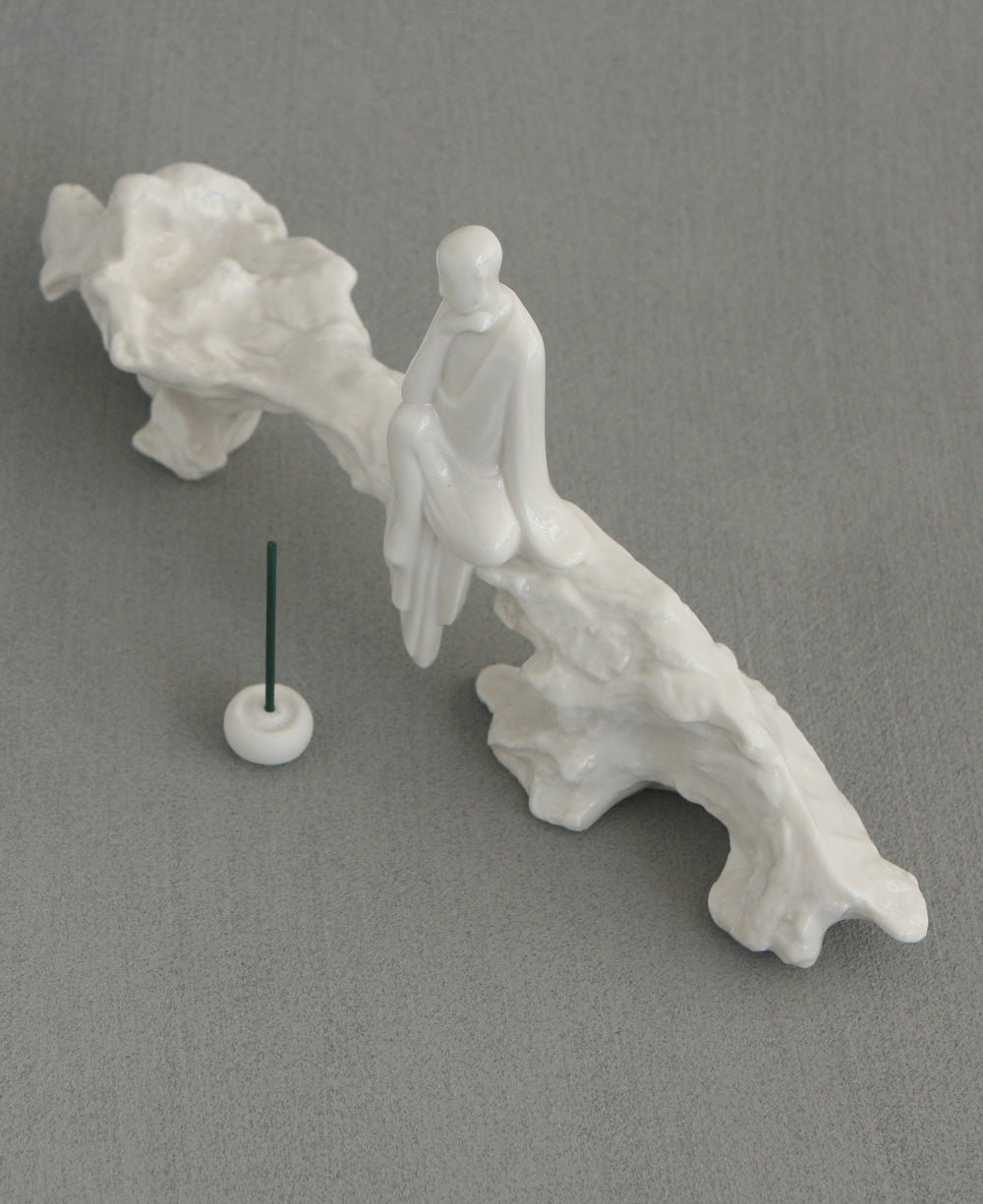 Contemplative Zen Monk Incense Stand and Statue - Sculptures & Statues