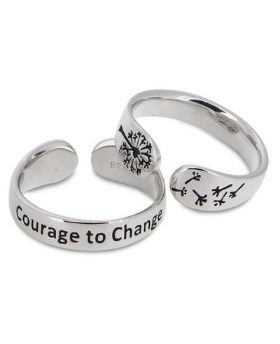 Courage to Change Adjustable Inspirational Sterling Silver Ring - Rings