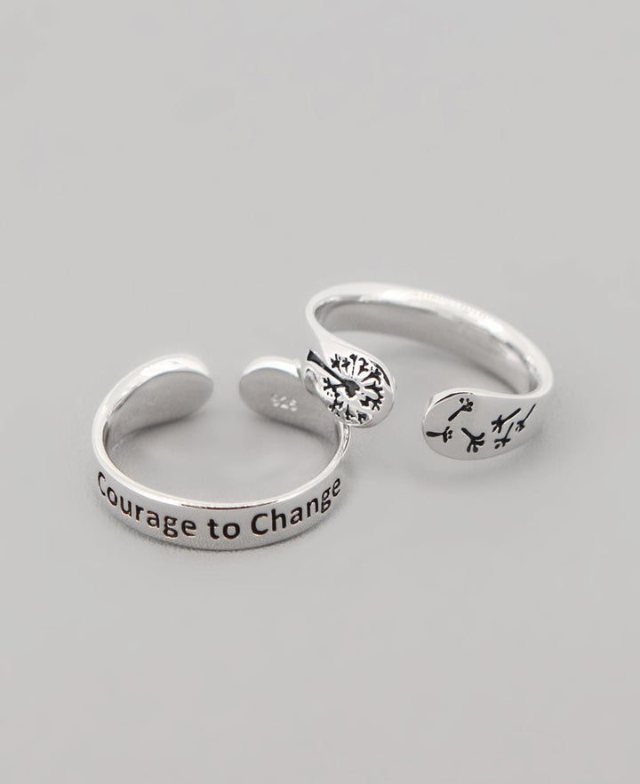 Courage to Change Adjustable Inspirational Sterling Silver Ring - Rings