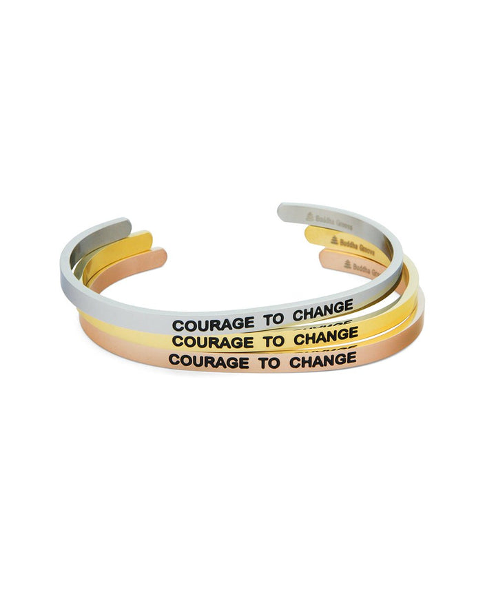 Courage to Change Inspirational Cuff Bracelet - Bracelets Rose Gold
