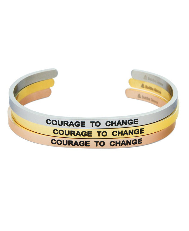 Courage to Change Inspirational Cuff Bracelet - Bracelets Silver