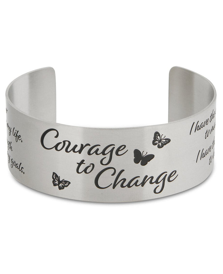 Courage To Change Stainless Steel Adjustable Inspirational Cuff Bracelet - Bracelets