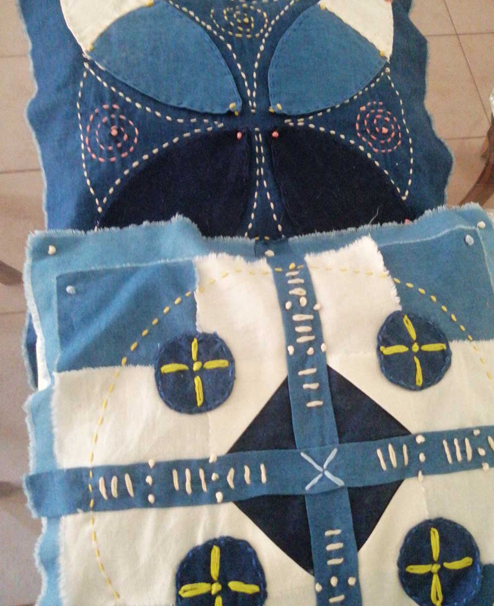 Create Your Own Mandala Decorative Pillow Cover Textile Art Therapy - Throw Pillows Indigo