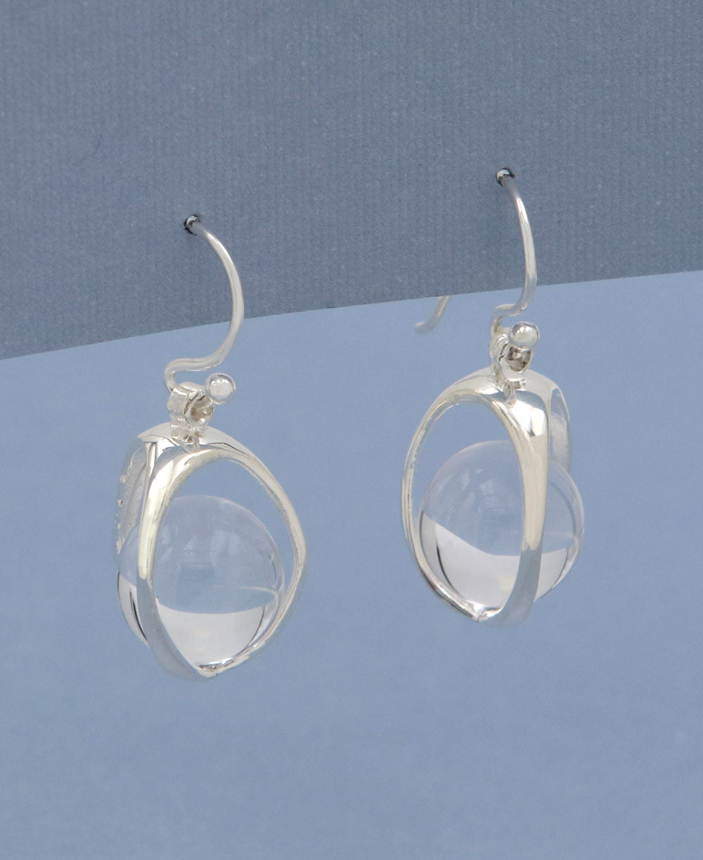 Crystal Ball Gemstone Orb Earrings, Sterling Silver - Earrings
