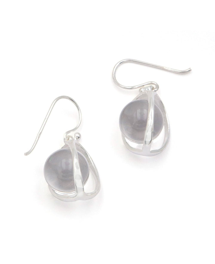 Crystal Ball Gemstone Orb Earrings, Sterling Silver - Earrings