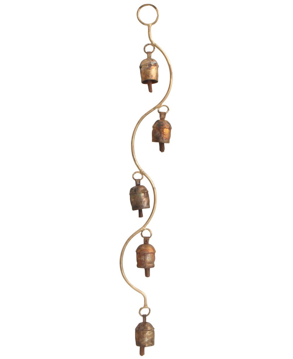 Curved Stem Wind Chime with Indian Bells, Fairtrade - Wind Chimes 5 Bells