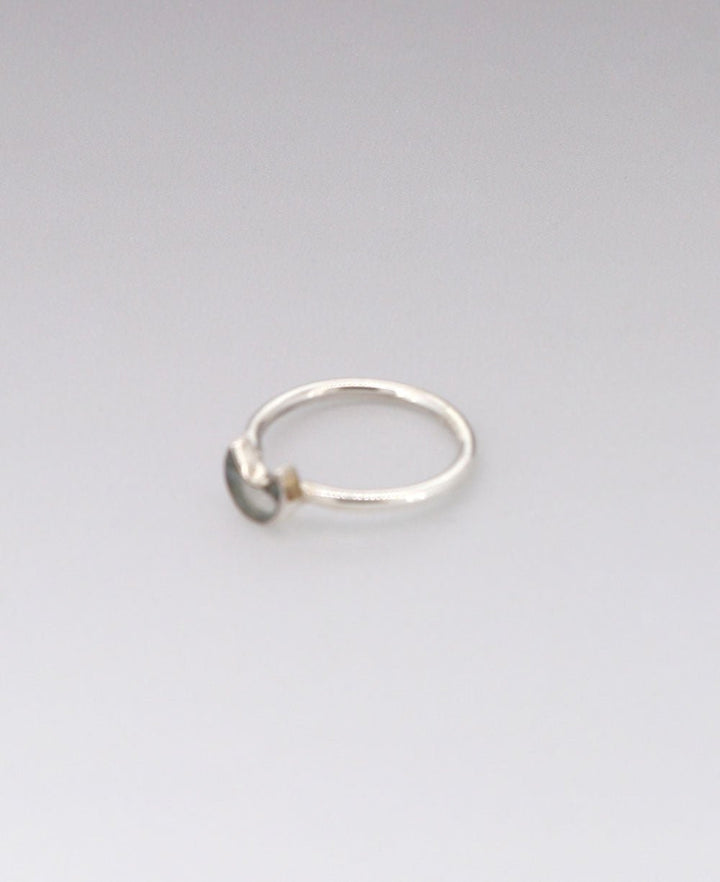Dainty Labradorite Moon Crescent Sterling Silver Ring - Rings 4