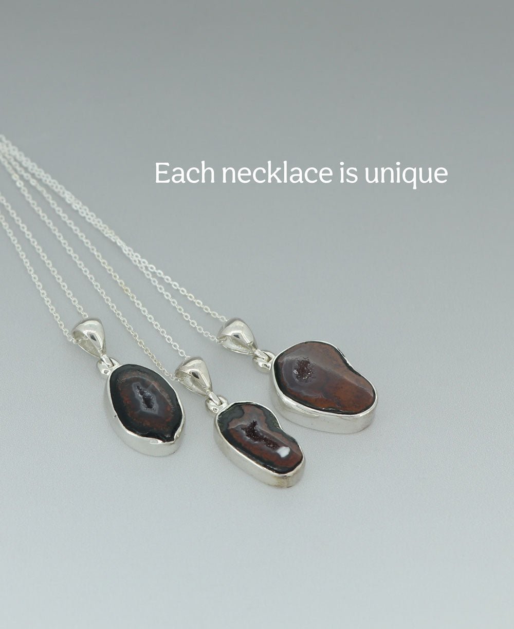 Dainty Sterling Silver Agate Geode Necklace - Necklaces