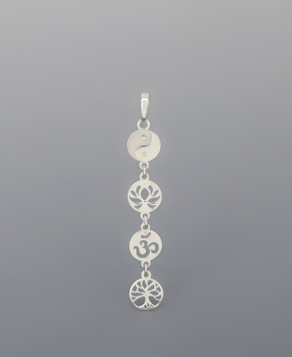 Dainty Sterling Silver Link Pendant with Meaningful Symbols - Charms & Pendants