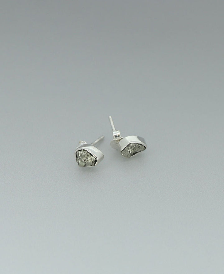 Dainty Sterling Silver Pyrite Jewelry Set With a Ring, Stud Earrings and Necklace - Earrings