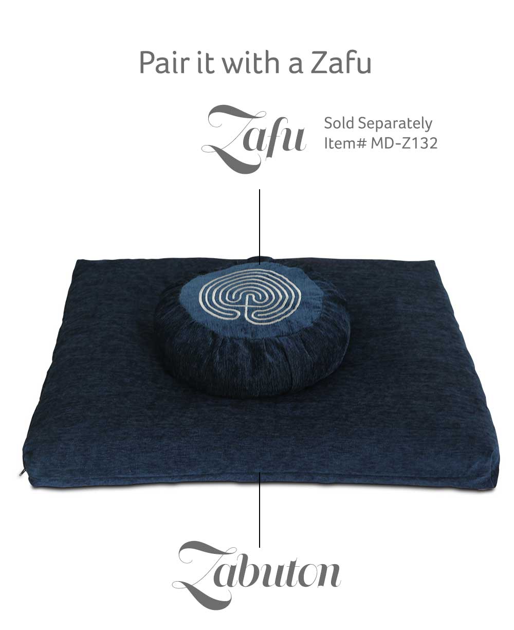 Deep Blue Chenille Zabuton Meditation Cushion - Massage Cushions
